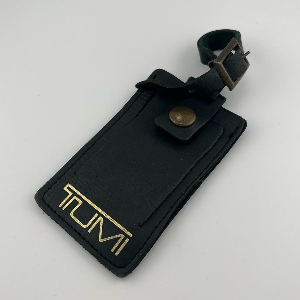 Tumi Hunter Green Leather Luggage ID Name Tag Vintage Accessories